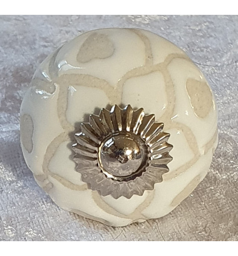 Möbelknopf Porzellan weiss/beige