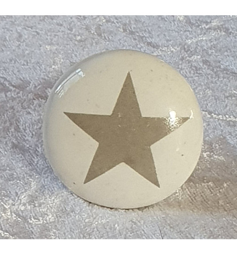 Möbelknopf Porzellan weiss/grau mit Stern