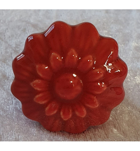 Möbelknopf Porzellan rot