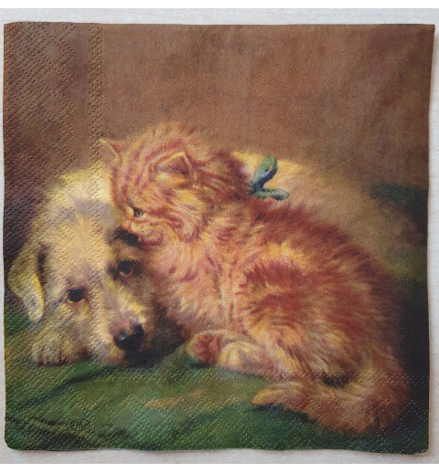 Serviette Katze und Hund