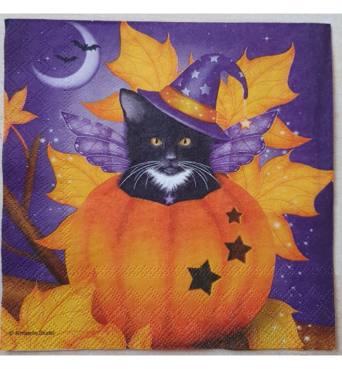 Serviette Katze mit Kürbis