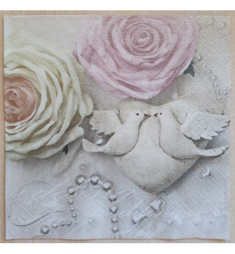 Serviette Rosen/Tauben