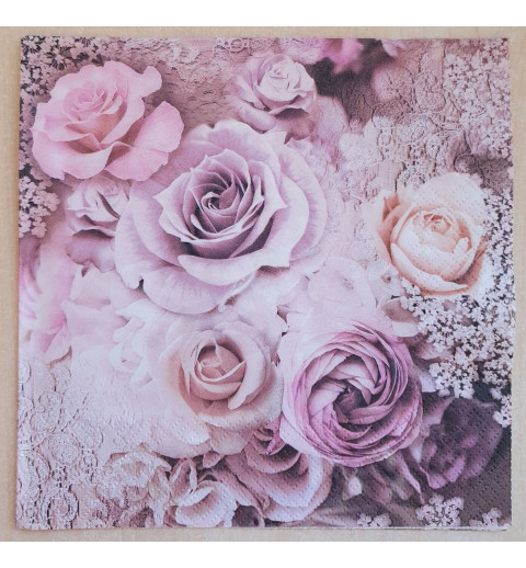 Serviette Rosen flieder