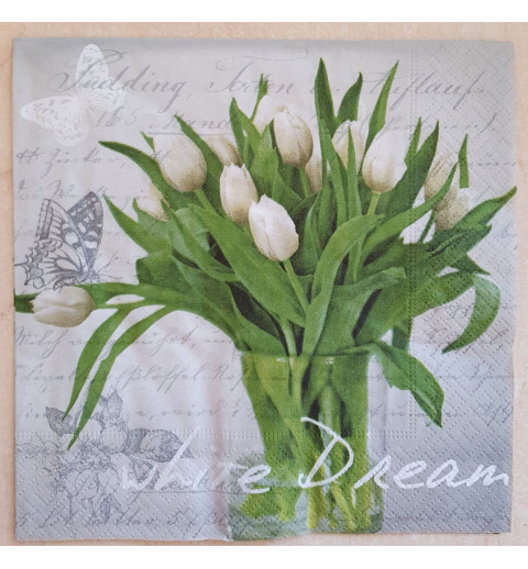 Serviette Tulpen weiss