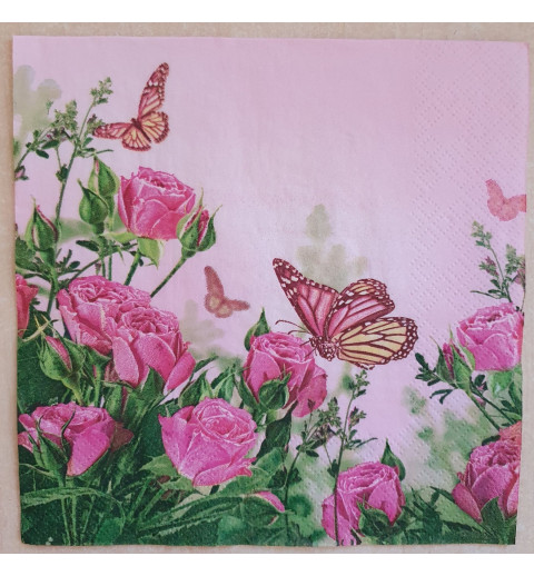 Serviette Rosen/Schmetterling