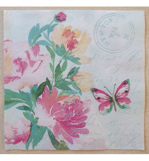 Serviette Rosen/Schmetterling