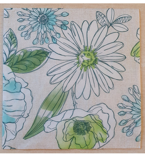 Serviette Blumen grün