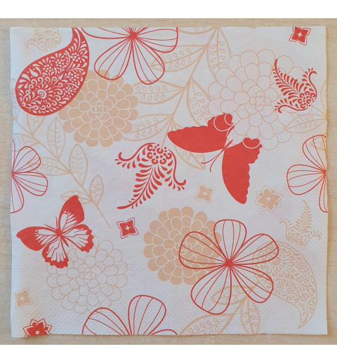 Serviette Blumen orange