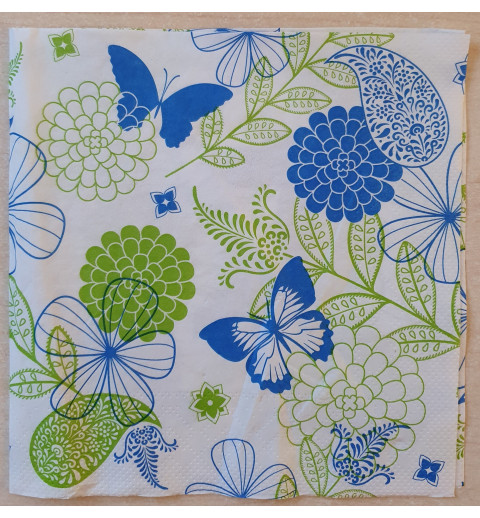 Serviette Blumen blau