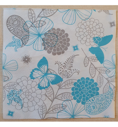Serviette Blumen türkis