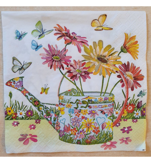 Serviette Blumen/Giesskanne