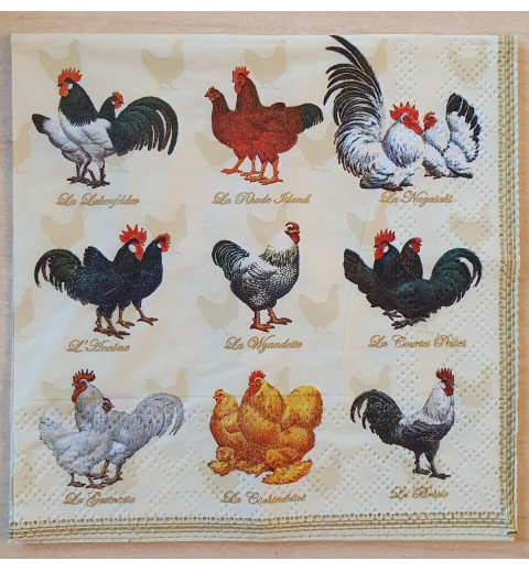 Serviette diverse Hühner