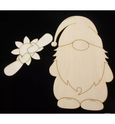 Holz Wichtel Rohling mit Blume