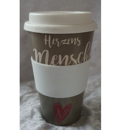 Becher to go Herzensmensch weiss