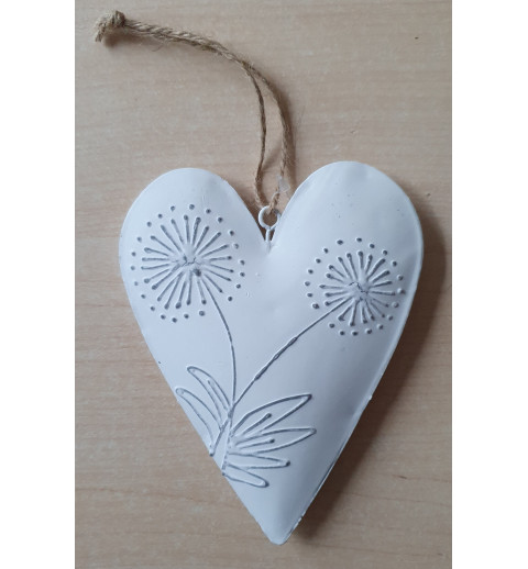 Metall Herz Pusteblume weiss