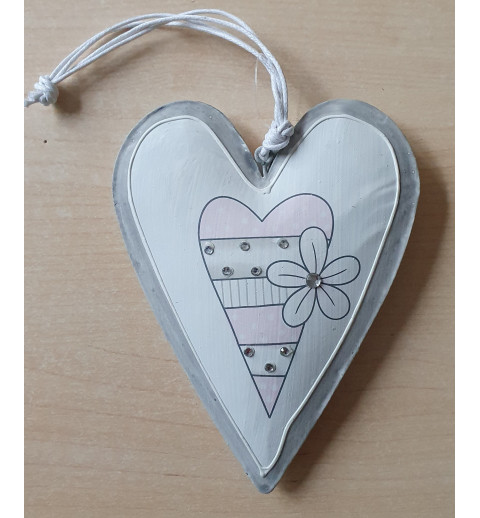 Metall Herz weiss/rosa