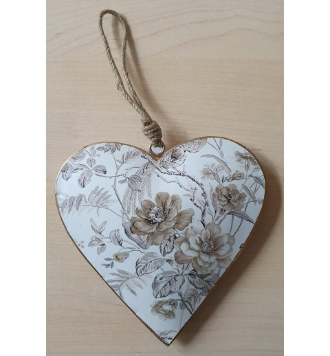 Metall Herz Blumen beige