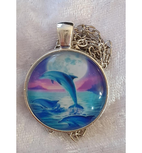 Kette mit Cabochon-Anhänger Delphine