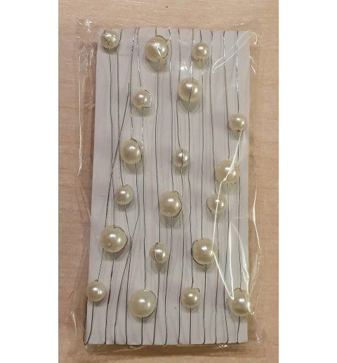 Draht mit Perlen silber/creme