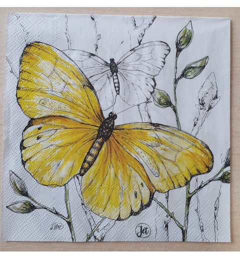 Servietten Schmetterling gelb