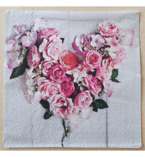Servietten Rosen Herz weiss