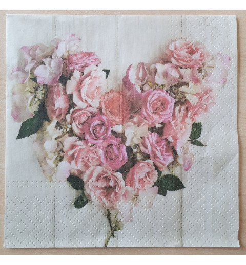 Servietten Rosen Herz creme