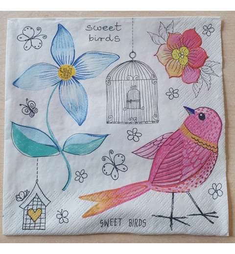 Servietten Vogel/Blume
