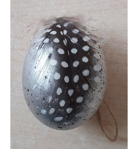 Deko Ei mit Feder silber