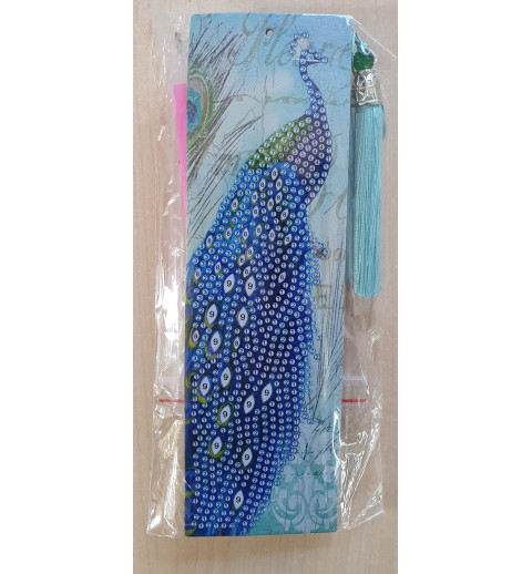 3D Diamant Pixel Lesezeichen Pfau