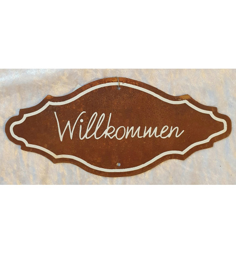 Metall Schild rost Willkommen