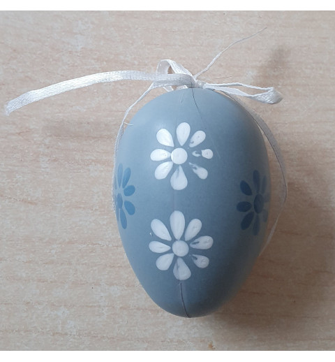 Plastik Ei hellblau/Blumen