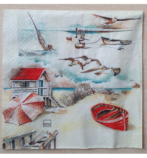Serviette Möwe/Boot