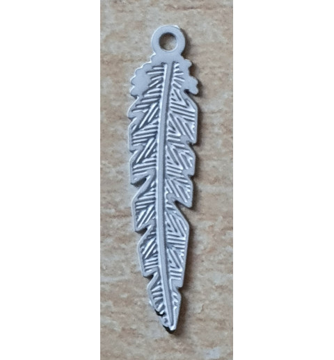 Metall Anhänger Feder weiss
