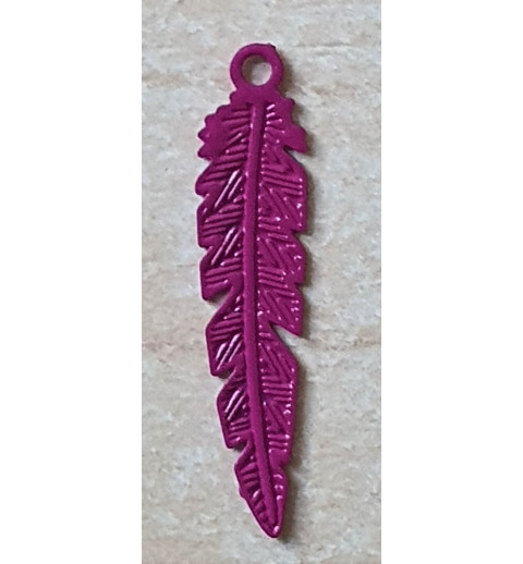 Metall Anhänger Feder magenta